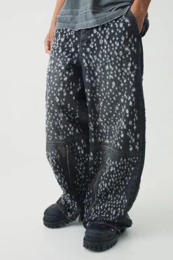 Extreme Baggy Rigid All Over Distressed Jeans | BoohooMAN UK