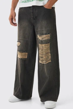 Extreme Baggy Rigid Box Ripped Jeans | BoohooMAN UK