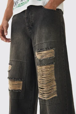 Extreme Baggy Rigid Box Ripped Jeans | BoohooMAN UK