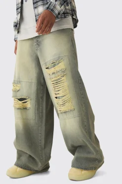 Extreme Baggy Rigid Box Ripped Jeans | BoohooMAN UK