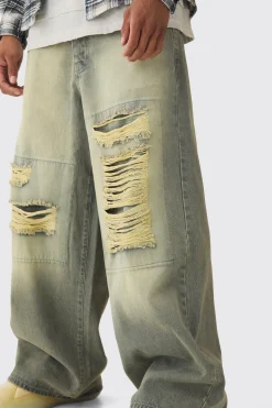 Extreme Baggy Rigid Box Ripped Jeans | BoohooMAN UK