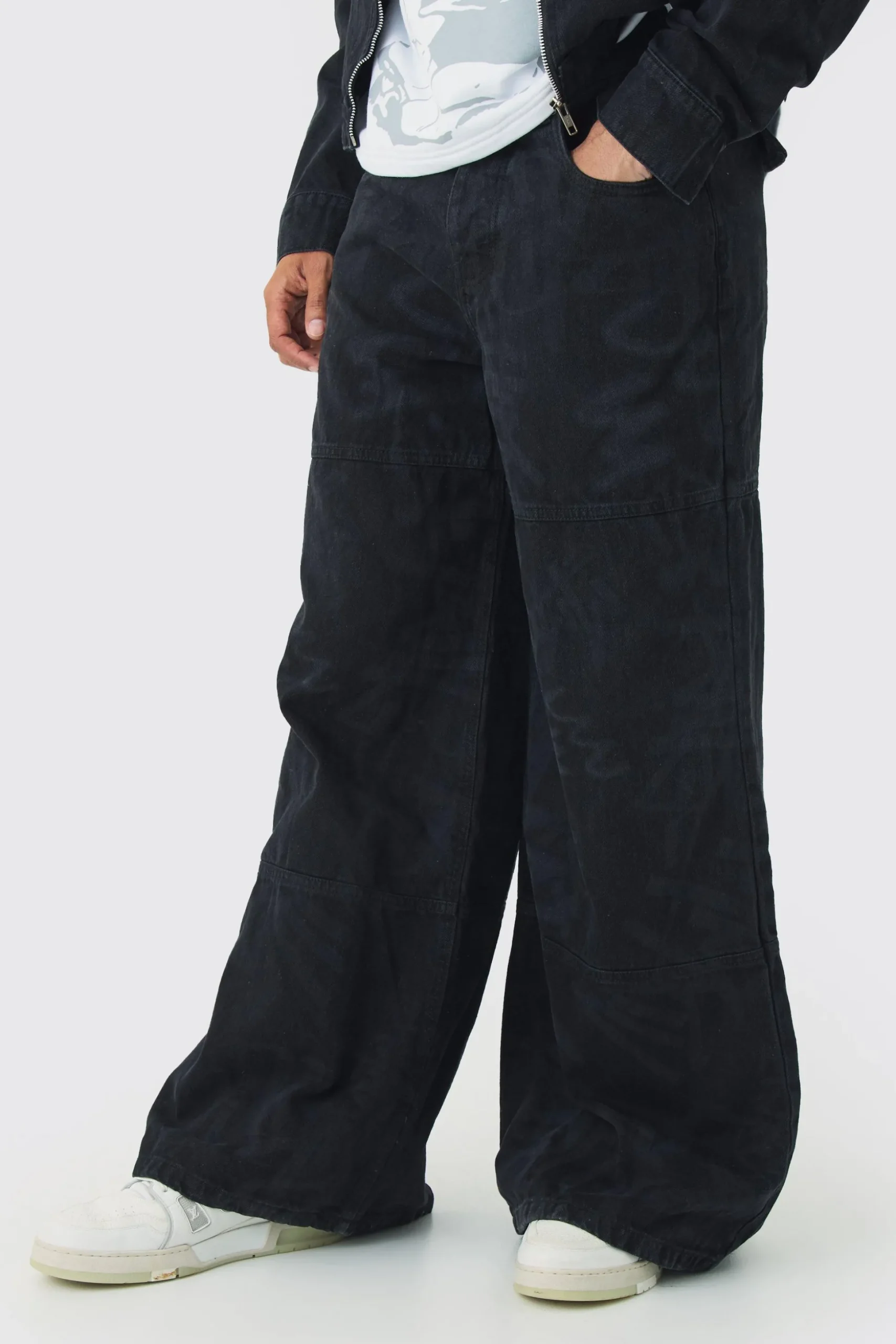 Extreme Baggy Rigid Graffiti Laser Print Jeans | BoohooMAN UK