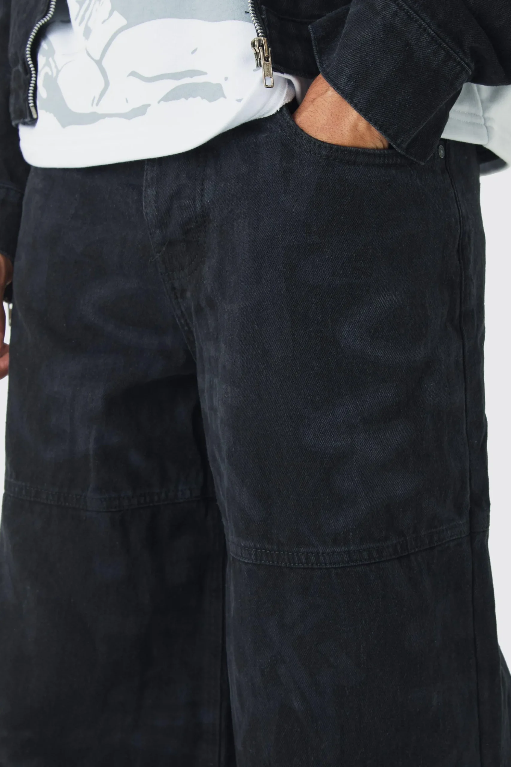 Extreme Baggy Rigid Graffiti Laser Print Jeans | BoohooMAN UK