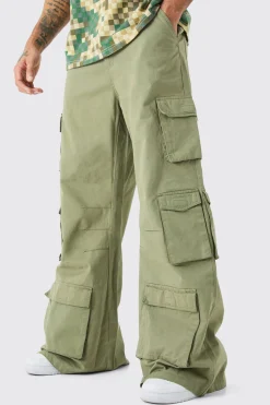 Extreme Baggy Rigid Multi Cargo Pocket Trousers | BoohooMAN UK