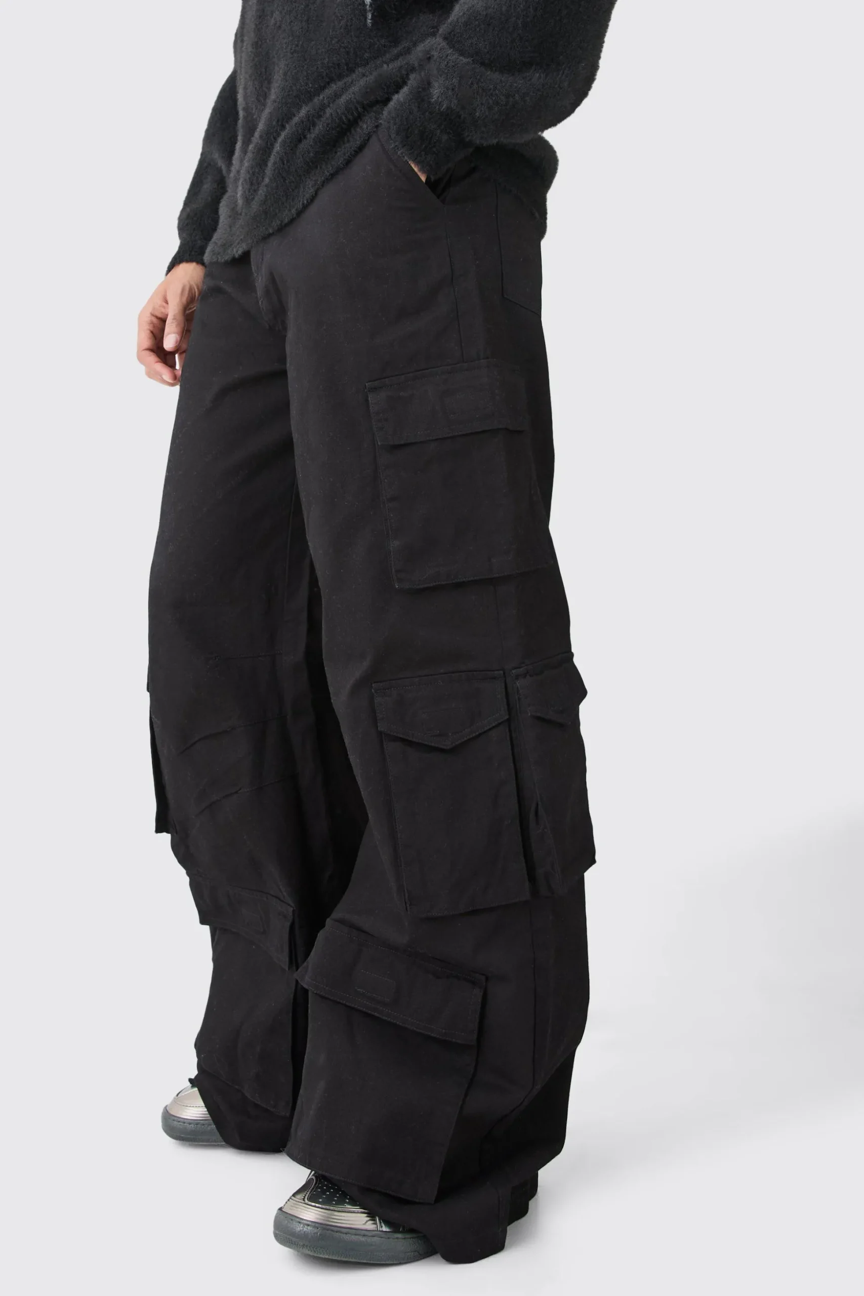 Extreme Baggy Rigid Multi Cargo Pocket Trousers | BoohooMAN UK