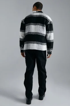 Extreme Heavy Brushed Check Boxy Overshirt | BoohooMAN UK