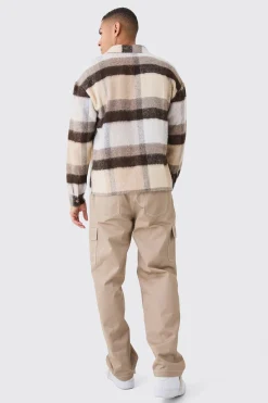 Extreme Heavy Brushed Check Boxy Overshirt | BoohooMAN UK