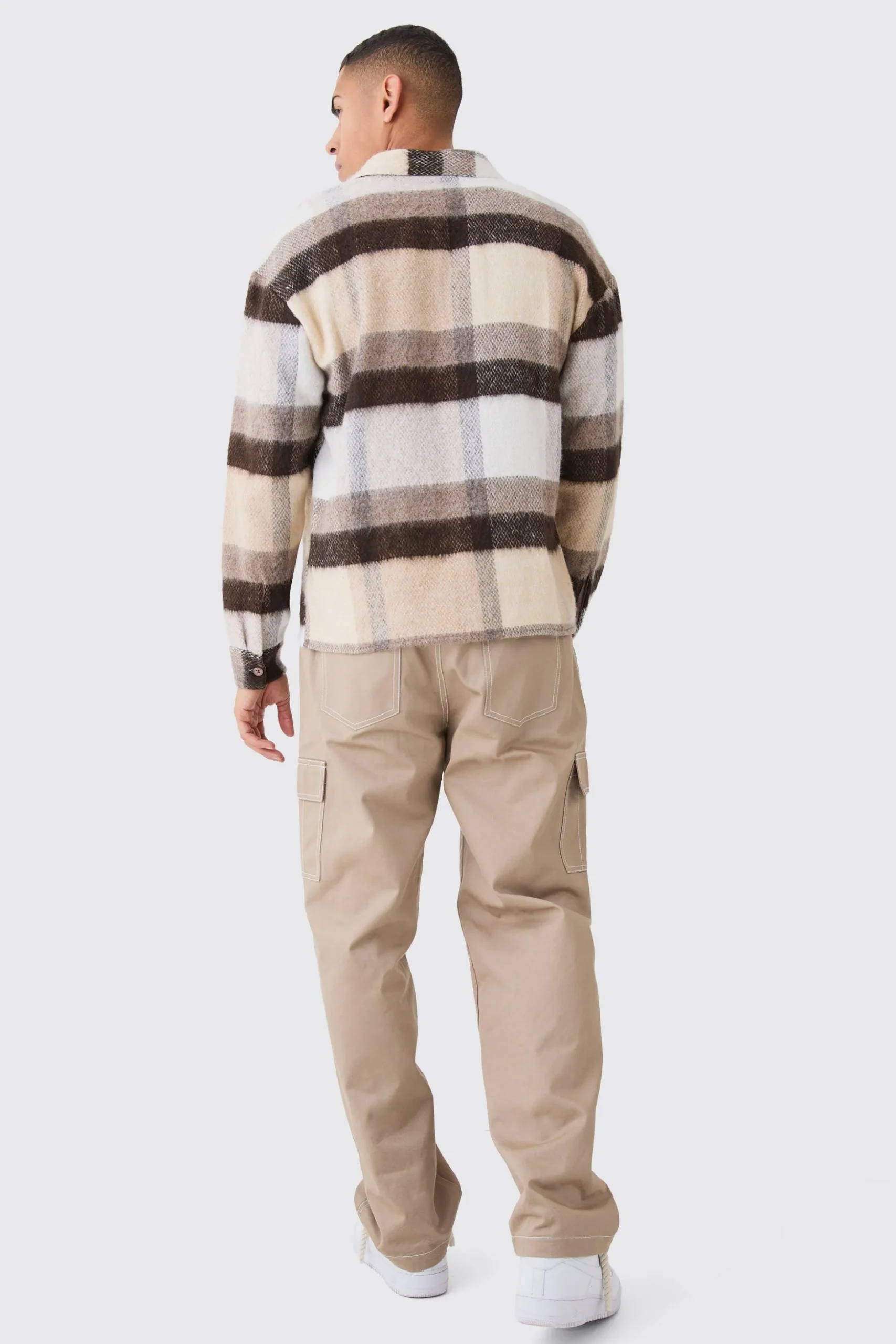 Extreme Heavy Brushed Check Boxy Overshirt | BoohooMAN UK