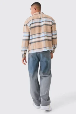 Extreme Heavy Brushed Check Boxy Overshirt | BoohooMAN UK