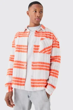 Extreme Heavy Brushed Check Boxy Overshirt | BoohooMAN UK