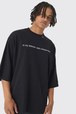 Extreme Heavyweight Oversized Metal Trim Slogan T-Shirt | BoohooMAN UK