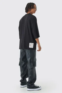 Extreme Heavyweight Oversized Metal Trim Slogan T-Shirt | BoohooMAN UK