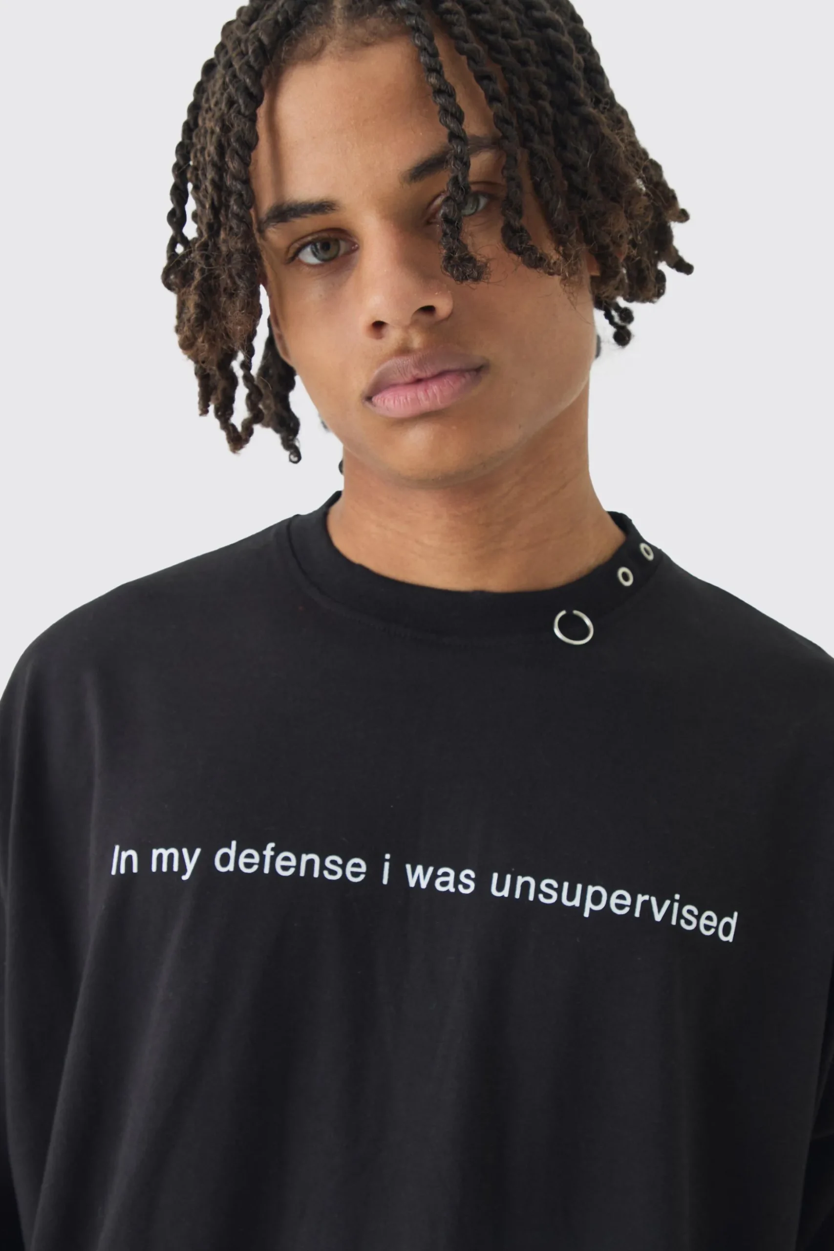 Extreme Heavyweight Oversized Metal Trim Slogan T-Shirt | BoohooMAN UK