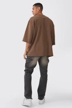 Extreme Oversized Heavyweight Interlock T-shirt | BoohooMAN UK