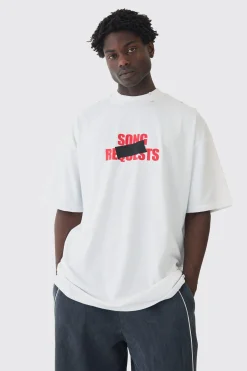 Extreme Oversized Heavyweight Washed Printed Distressed T-shirt | BoohooMAN UK