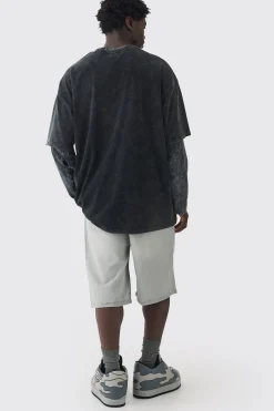 Extreme Oversized Heavyweight Washed Printed Distressed T-shirt | BoohooMAN UK