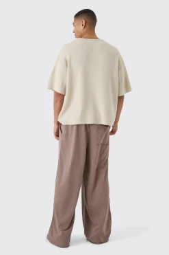 Extreme Wide Leg Raw Edge Loopback Jogger | BoohooMAN UK