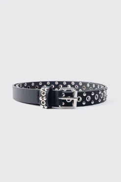 Eyelet Belt In Black | BoohooMAN UK