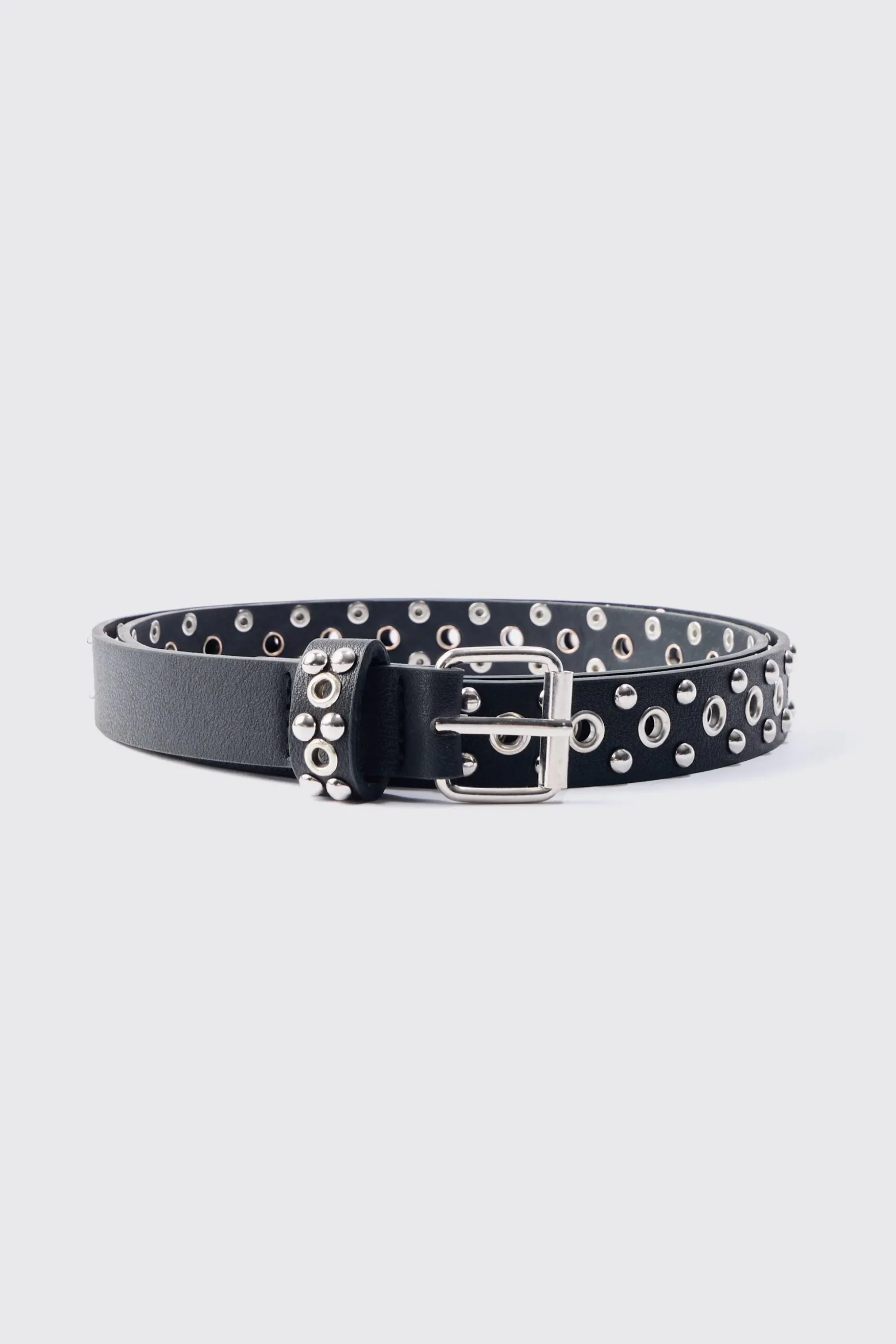 Eyelet Belt In Black | BoohooMAN UK