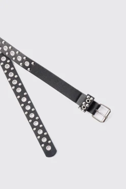 Eyelet Belt In Black | BoohooMAN UK