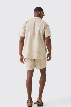 Face Graphic Shirt & Swim Short Set | BoohooMAN UK