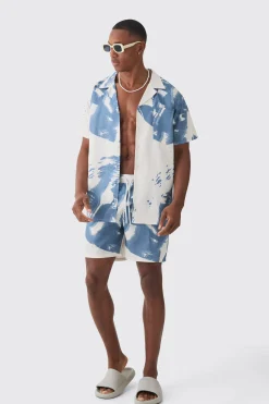 Face Graphic Shirt & Swim Short Set | BoohooMAN UK