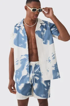 Face Graphic Shirt & Swim Short Set | BoohooMAN UK