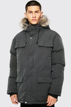 Faux Fur Hooded Arctic Parka | BoohooMAN UK