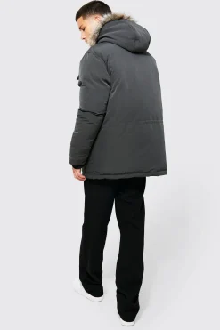 Faux Fur Hooded Arctic Parka | BoohooMAN UK
