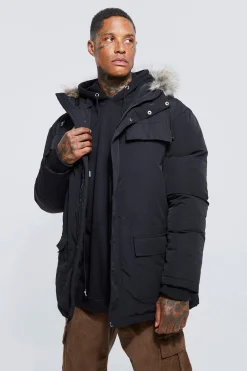 Faux Fur Hooded Arctic Parka | BoohooMAN UK