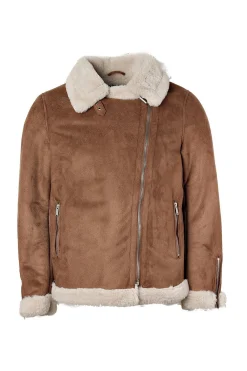 Faux Fur Lined Suede Aviator Jacket | BoohooMAN UK