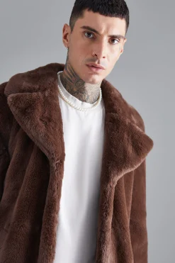 Faux Fur Overcoat | BoohooMAN UK