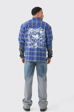 Faux Layer Jersey Boxy Check Overshirt | BoohooMAN UK