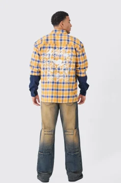 Faux Layer Jersey Boxy Check Overshirt | BoohooMAN UK