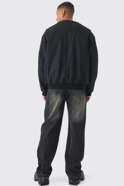 Faux Layer Utility Vest Bomber In Black | BoohooMAN UK