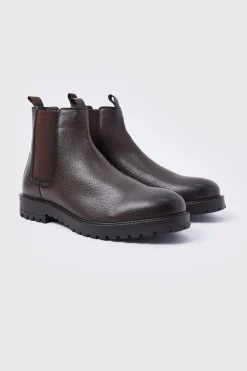 Faux Leather Chelsea Boots | BoohooMAN UK