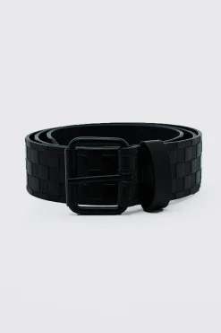 Faux Leather Embossed Checkerboard Belt | BoohooMAN UK