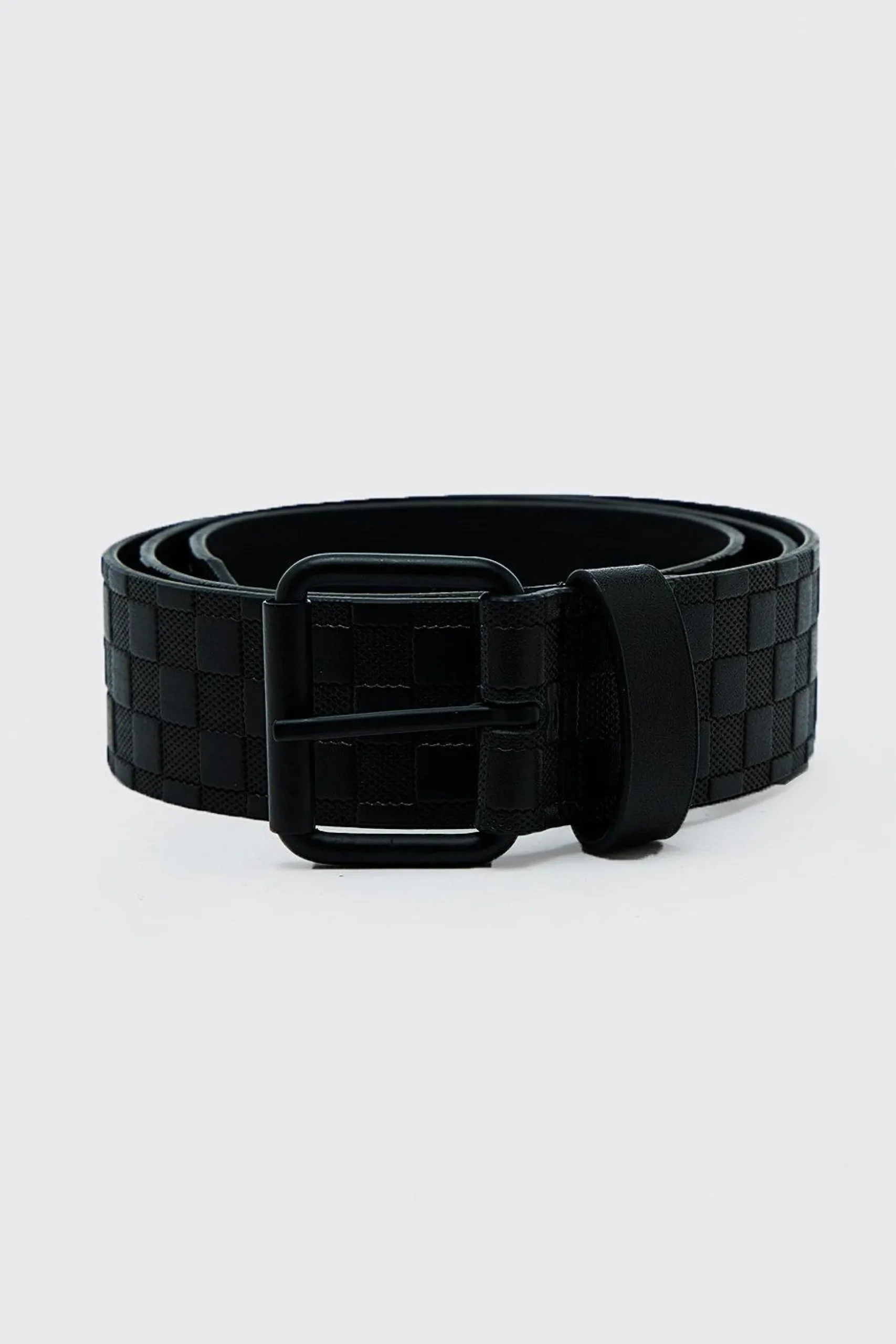 Faux Leather Embossed Checkerboard Belt | BoohooMAN UK