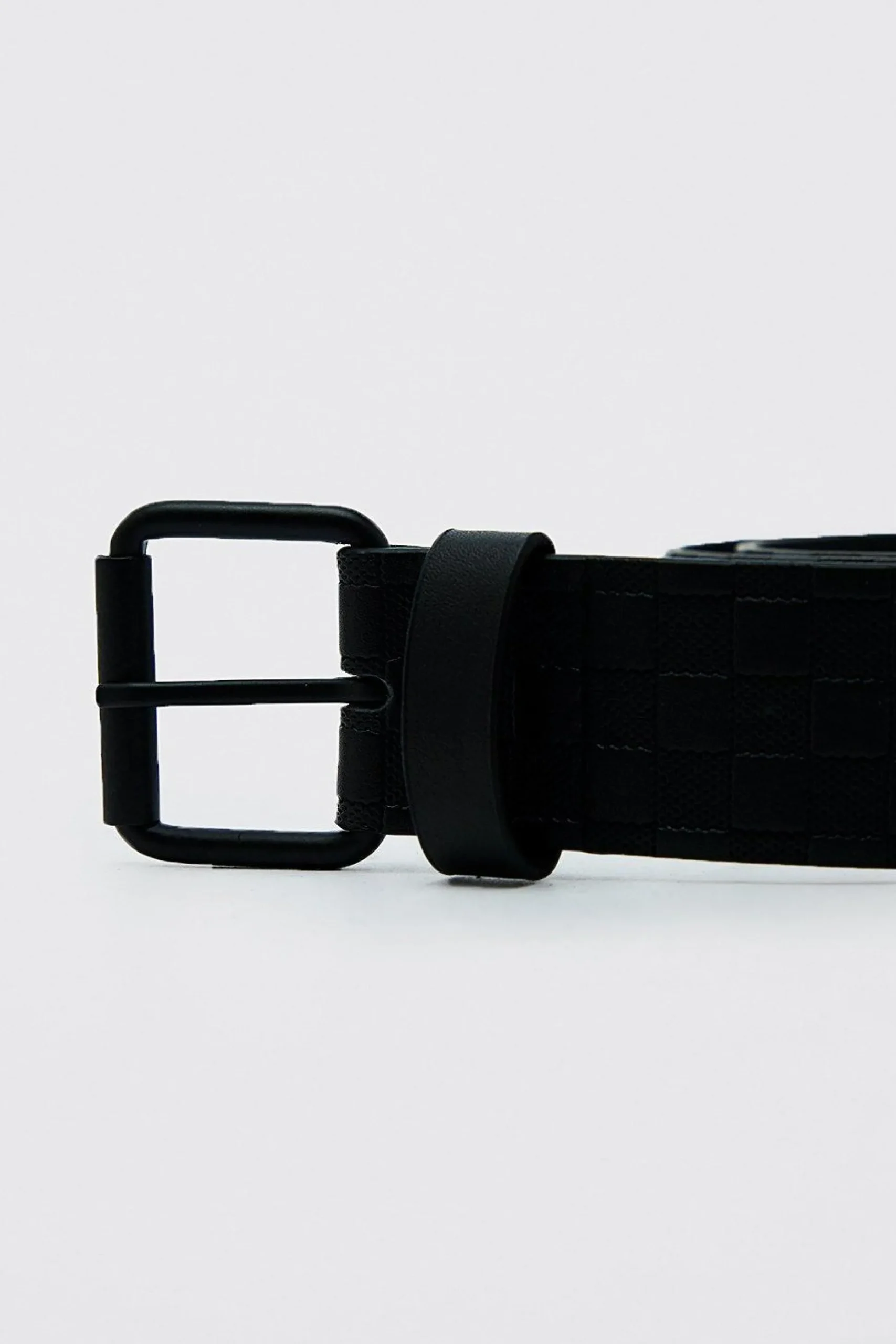 Faux Leather Embossed Checkerboard Belt | BoohooMAN UK