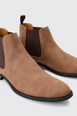 Faux Suede Chelsea Boot In Tan | BoohooMAN UK