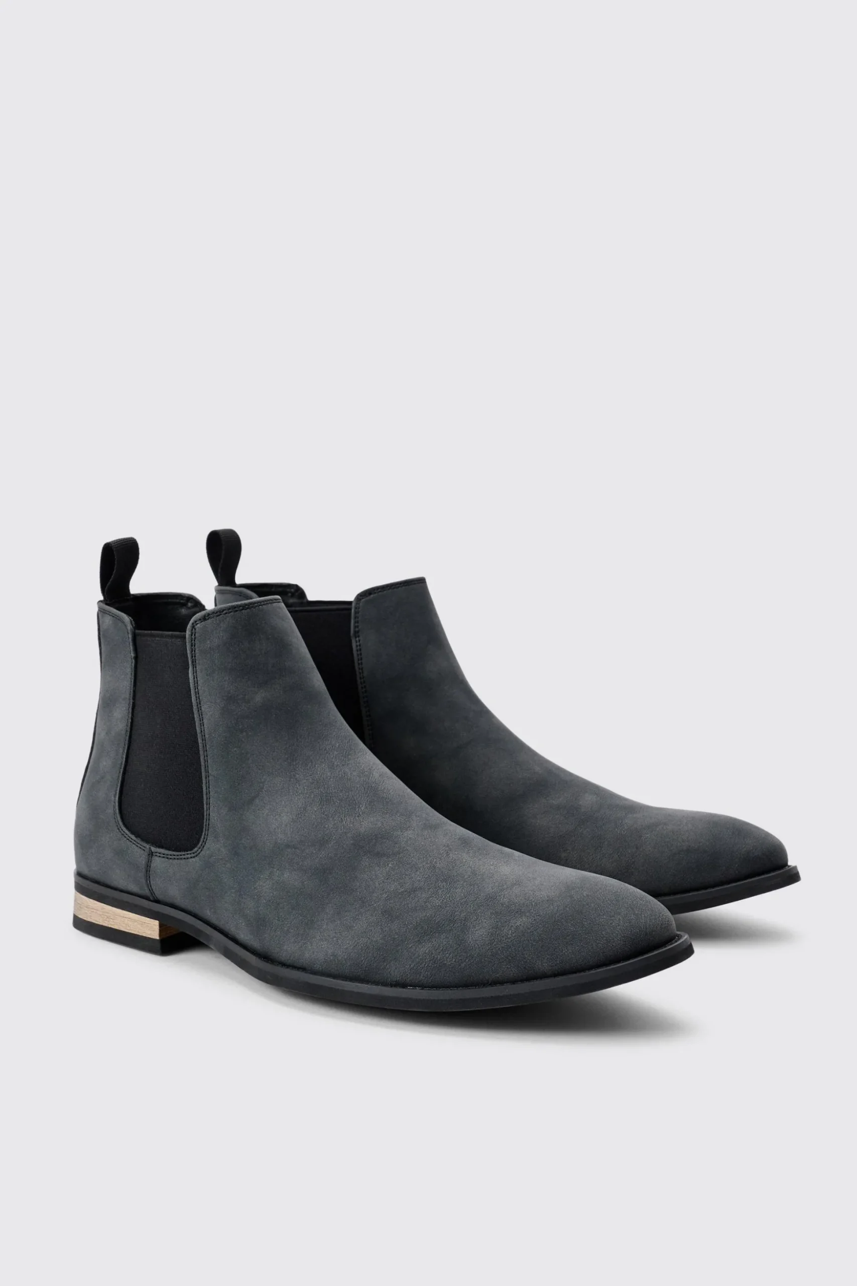 Faux Suede Chelsea Boot In Black | BoohooMAN UK