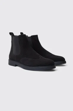 Faux Suede Chelsea Boots | BoohooMAN UK