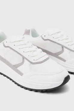 Faux Suede Contrast Trainer | BoohooMAN UK