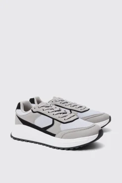 Faux Suede Contrast Trainer | BoohooMAN UK