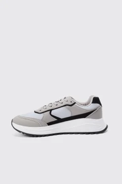 Faux Suede Contrast Trainer | BoohooMAN UK