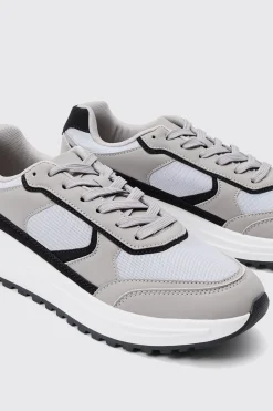 Faux Suede Contrast Trainer | BoohooMAN UK