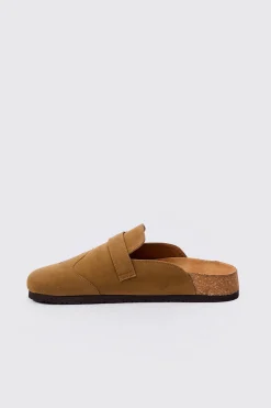 Faux Suede Flame Mule In Beige | BoohooMAN UK