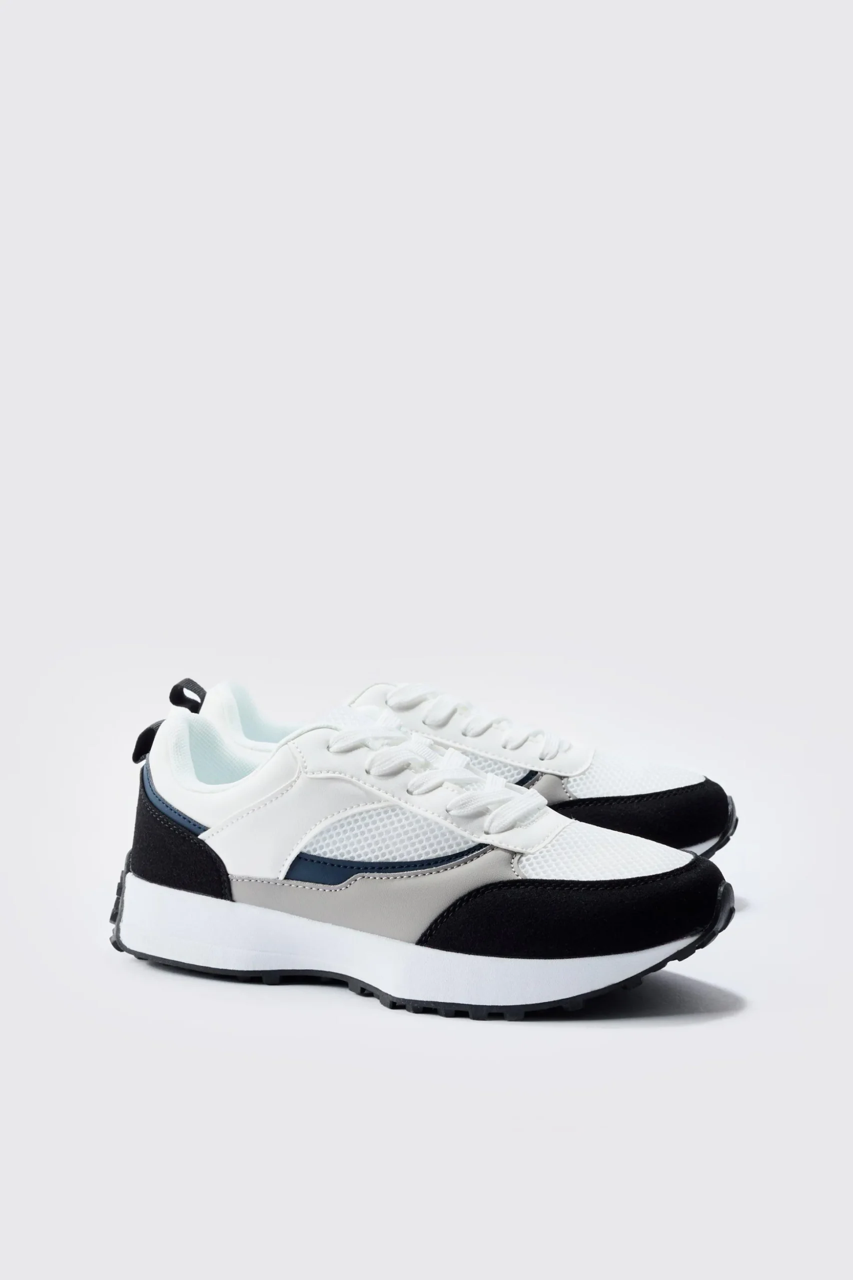 Faux Suede Mesh Trainer | BoohooMAN UK
