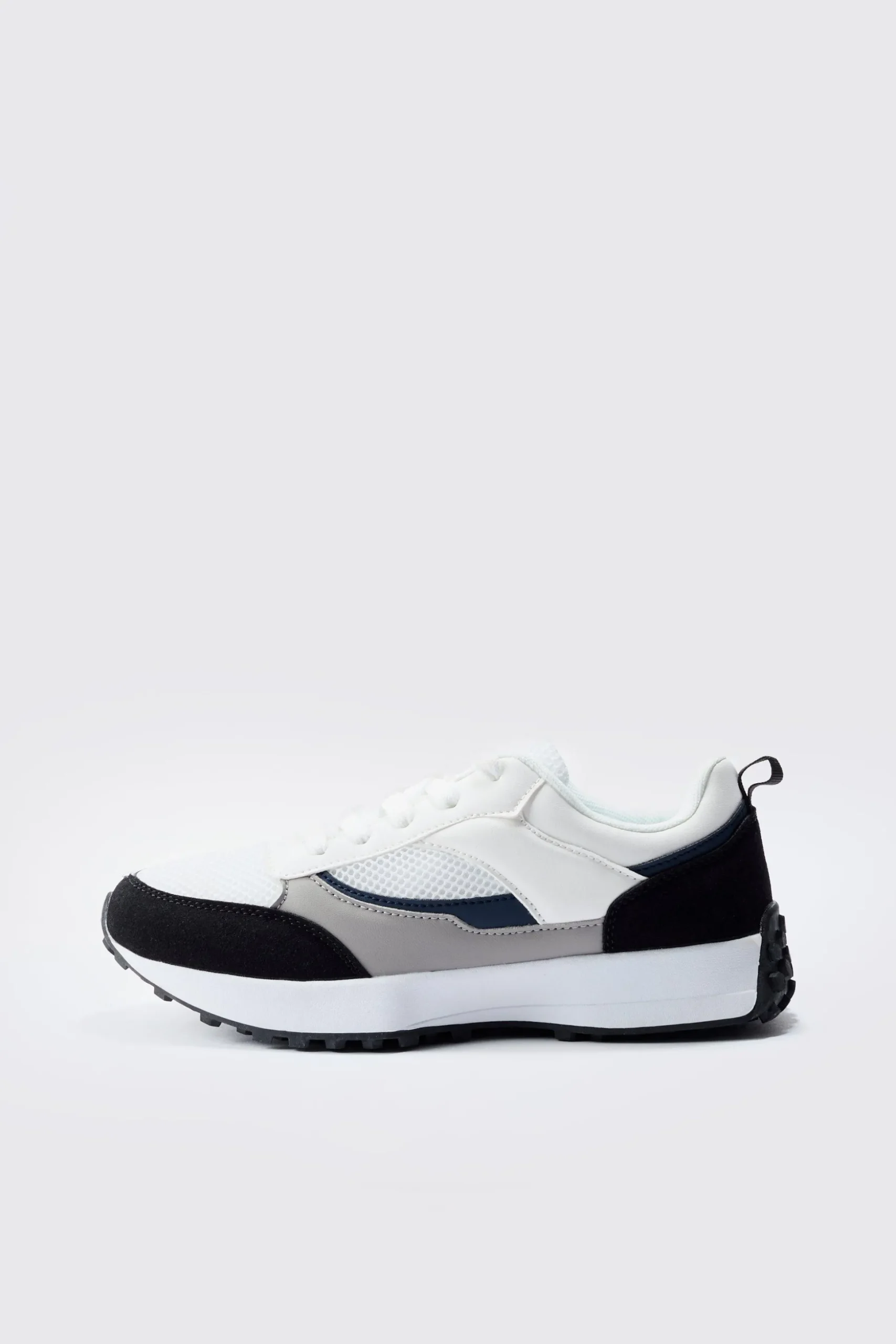 Faux Suede Mesh Trainer | BoohooMAN UK