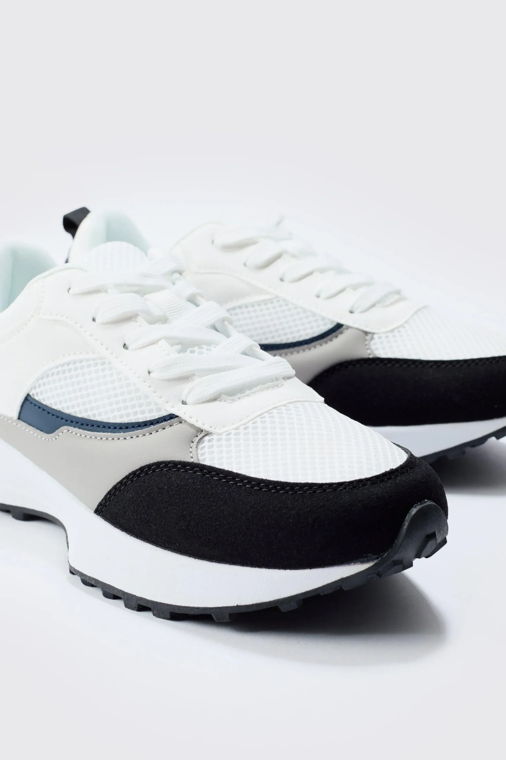 Faux Suede Mesh Trainer | BoohooMAN UK